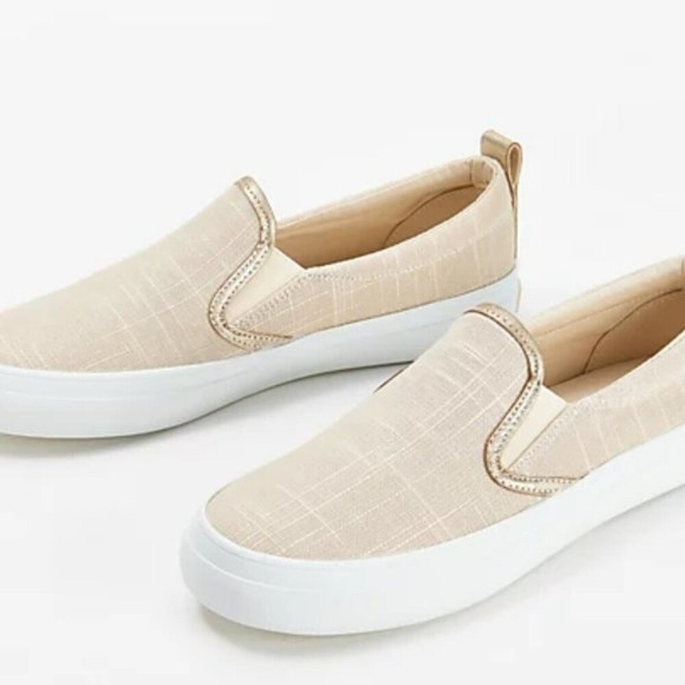 Sperry Crest Twin  Linen Slip-On Shoes  IVORY NEW Size 8,5